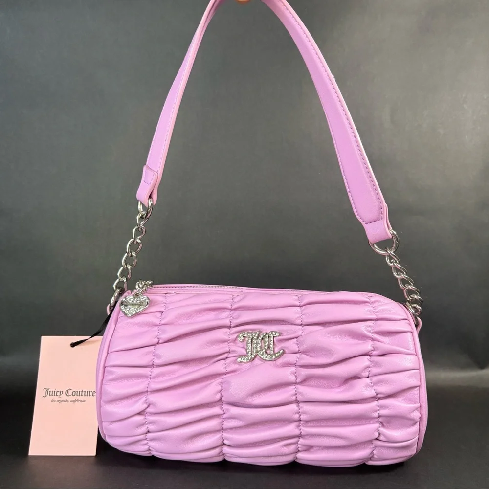 Juicy Couture YK2 Run The World Shoulder Bag Fondant Pink - Silver JC Charm - Picture 1 of 7